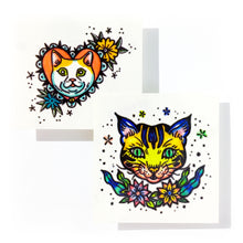 Load image into Gallery viewer, New School Pop Color Cats Tattoos - LAZY DUO TATTOO
