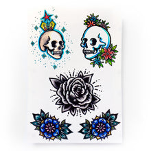 Load image into Gallery viewer, Old School Skull &amp; Rose Tattoo - LAZY DUO TATTOO
