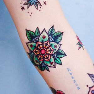 Old School Flower & Kitten Tattoos - LAZY DUO TATTOO