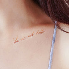 Load image into Gallery viewer, Watercolor Lettering Tattoo・La Vie est Belle - LAZY DUO TATTOO
