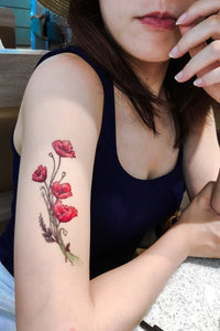 Large Red Poppy Flower Tattoo｜LAZY DUO TEMPORARY TATTOO STICKER SHOP HK Tattoo Design Store HK HONG KONG Rib Tattoo 紋身貼紙 香港紋身認領圖 文青 美式花紋身tattoohk hongkongtattoo 小圖刺青 fine-line tattoo 簡約刺青 minitattoo linetattoo tattooartist 香港刺青 MANE INK 