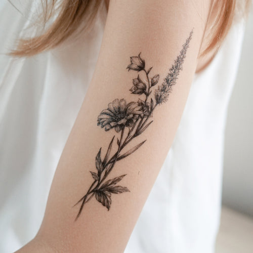 Lavender & Daisy Flower Tattoo - LAZY DUO TATTOO