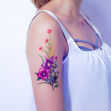 Load image into Gallery viewer, Watercolor Bouquet Flower Tattoo｜LAZY DUO TEMPORARY TATTOO STICKER SHOP  Floral Arm Tattoo HK Tattoo Design Store HK HONG KONG 防敏紋身貼紙 香港紋身店 認領圖 文青簡約美式紋身刺青師 tattoohk hongkongtattoo 小圖刺青 fine-line tattoo minimal tattoo linetattoo tattooartist 香港女紋身師 MANE INK 
