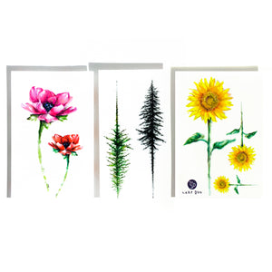 Watercolor Flower & Tree Tattoos - LAZY DUO TATTOO