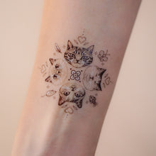 Load image into Gallery viewer, Cat Tattoos, Merry go round Tattoo, Realistic Temporary Tattoo Sticker, LAZY DUO Tattoo Shop, Hong Kong
