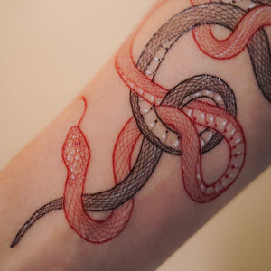Duo Snakes Tattoo Stickers (Black & Red)